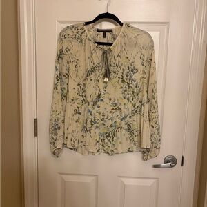 White House Black Market Cream Floral Blouse